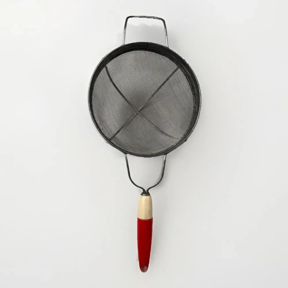 Vintage Androck 14″ Sieve Strainer‎ Red Swirl Bakelite Handle Kitchen Utensil
